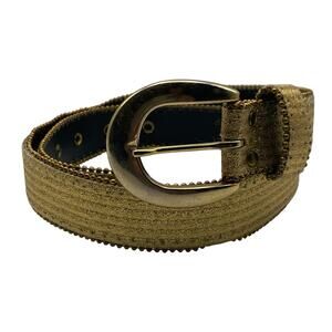 Vintage Elite Gold Metallic Belt Disco Beaded Edge 70s 80s Statement Small